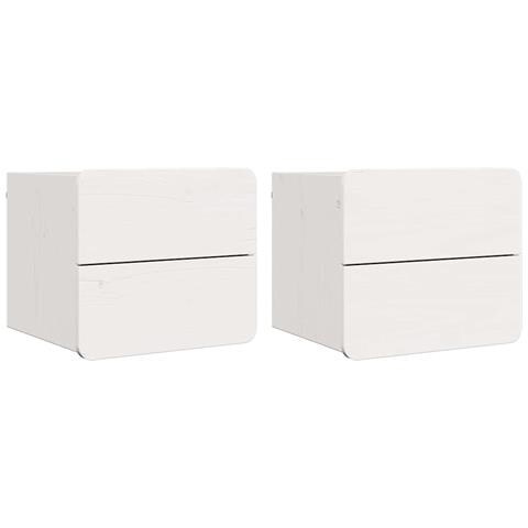 Comodino 2 pcs Bianco 39 x 34 x 33 cm Legno di pino massello - Foto 1