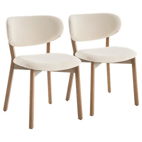 Set Di 2 Sedie Aura Beige In Tessuto Loop E Legno Chiaro - Foto 1