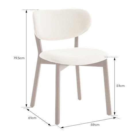 Set Di 2 Sedie Aura Beige In Tessuto Loop E Legno Chiaro - Foto 2