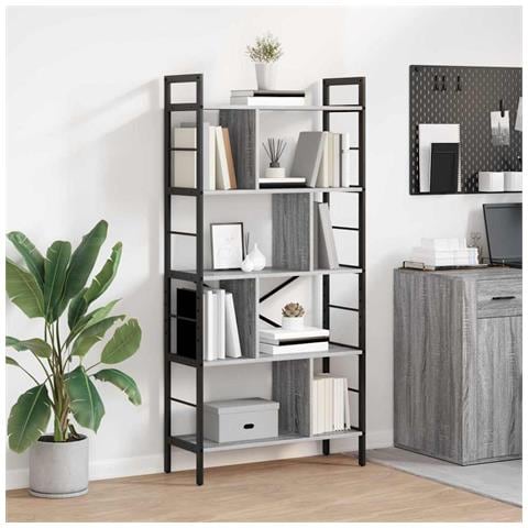 Libreria Grigio Sonoma 75 x 30 x 156 cm Legno multistrato - Foto 2