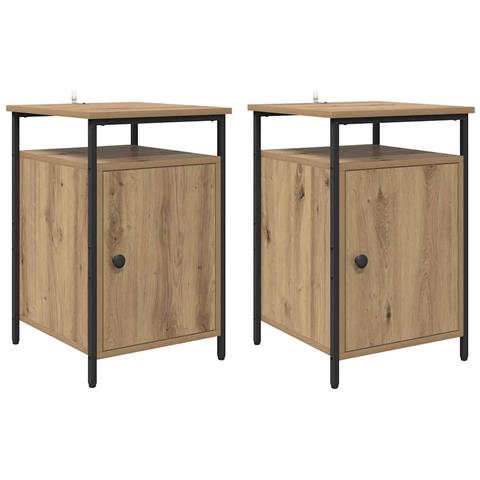 Armadio da Notte 2 pcs Rovere artigianale 40 x 42 x 60cm - Foto 1