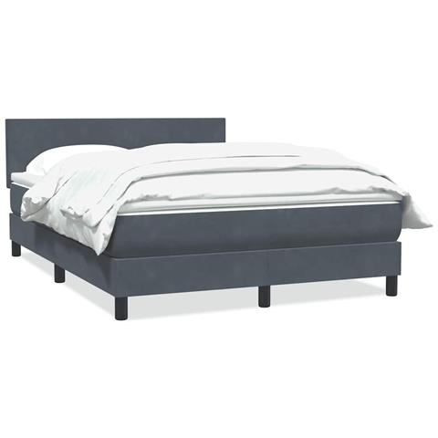 Giroletto a Molle con Materasso Grigio Scuro 140x220 cm Velluto - Foto 1