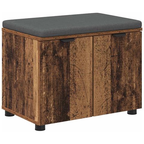 Panca per ingresso con cuscino Legno vecchio 60 x 38 x 46 cm - Foto 1
