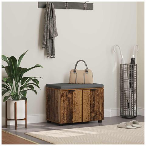 Panca per ingresso con cuscino Legno vecchio 60 x 38 x 46 cm - Foto 2