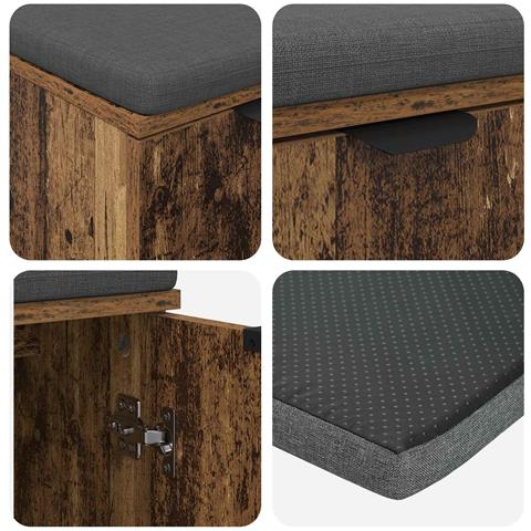 Panca per ingresso con cuscino Legno vecchio 60 x 38 x 46 cm - Foto 9