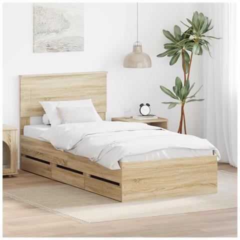 Struttura del letto con cassetto Rovere Sonoma 75 x 190 cm - Foto 2