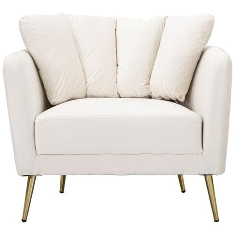 Poltrona Kiev Crema In Velluto Con Gambe Dorate - Foto 2