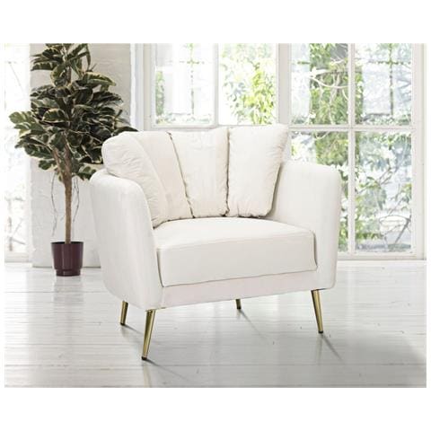 Poltrona Kiev Crema In Velluto Con Gambe Dorate - Foto 8