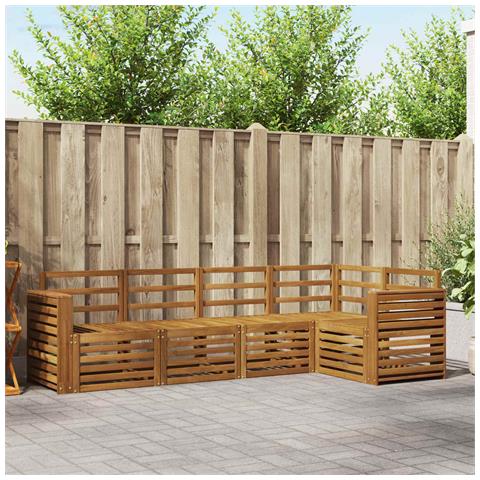 Set divani 5 pcs Naturale Legno di Acacia Massello - Foto 2