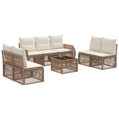 Set Divano da Giardino 8 pcs Beige e Bianco Crema polyrattan - Foto 1