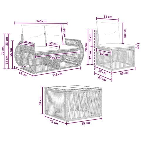 Set Divano da Giardino 8 pcs Beige e Bianco Crema polyrattan - Foto 9
