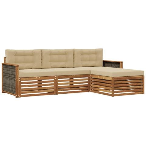 Set di divani da esterno Naturale e Beige 249,5 x 162,5 x 73 cm - Foto 1