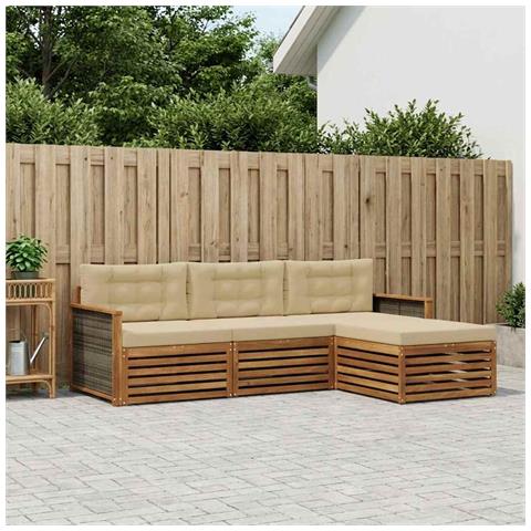 Set di divani da esterno Naturale e Beige 249,5 x 162,5 x 73 cm - Foto 2