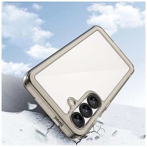 Custodia In Silicone Outer Space Con Cornice Gel Per Samsung Galaxy S25 - Trasparente Nera - Foto 1
