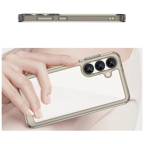 Custodia In Silicone Outer Space Con Cornice Gel Per Samsung Galaxy S25 - Trasparente Nera - Foto 7