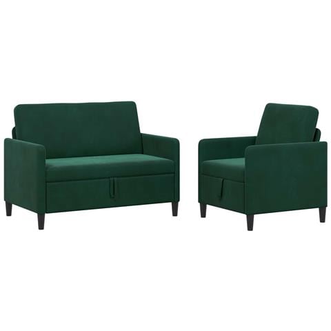 Set di Divani con Storage 2 pz Verde Scuro Poliestere - Foto 1