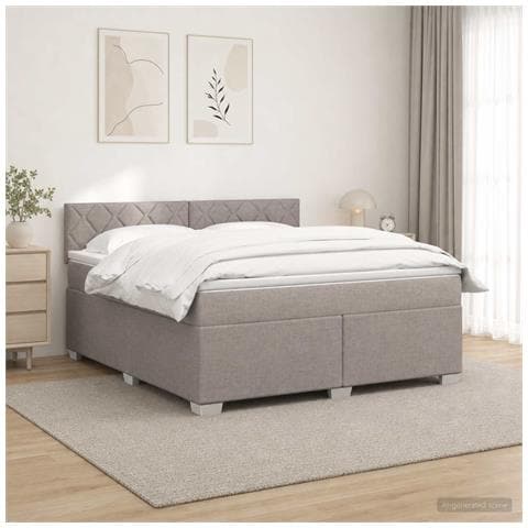 Letto box spring con materasso Tortora 180 x 200 cm Tessuto - Foto 2