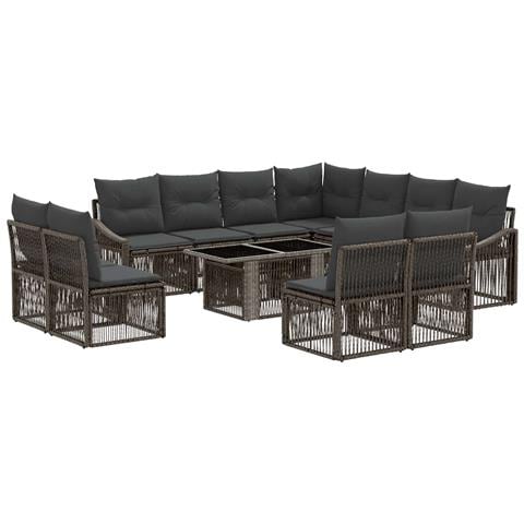 Set Divano da Giardino 12 pz Grigio e Grigio Scuro polyrattan - Foto 1