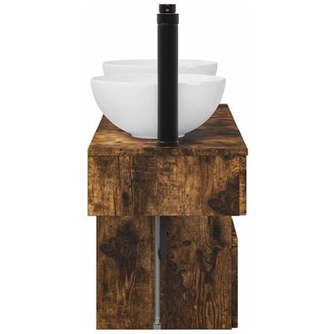 Set di mobili per il bagno 3 pz Rovere Fumo - Foto 2