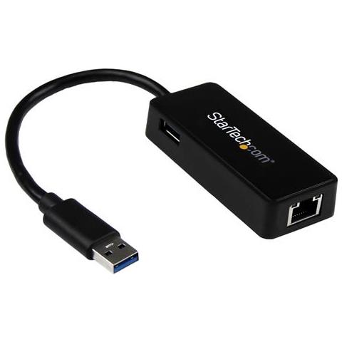 Adattatore USB 3.0 a Ethernet Gigabit NIC con porta USB - Nero - Foto 1