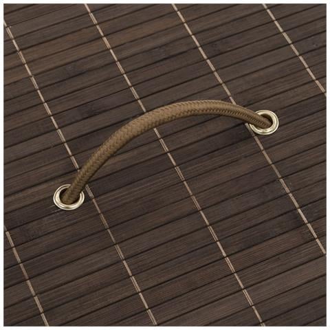 Cesto Biancheria In Bamboo Rotondo Marrone - Foto 2