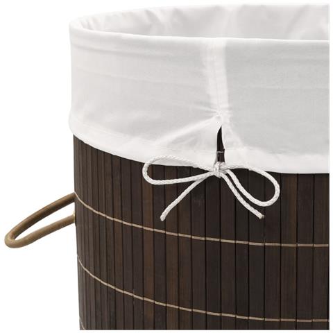 Cesto Biancheria In Bamboo Rotondo Marrone - Foto 8