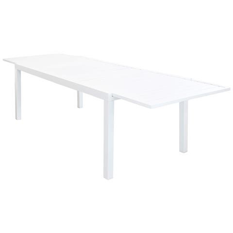 Set Tavolo Giardino Allungabile Rettangolare 200/300 X 100 Con 8 Sedie E 2 Poltrone In Alluminio Bianco Da Esterno - Foto 2
