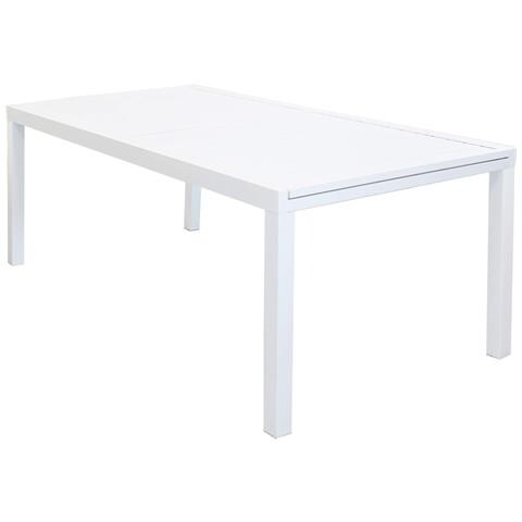 Set Tavolo Giardino Allungabile Rettangolare 200/300 X 100 Con 8 Sedie E 2 Poltrone In Alluminio Bianco Da Esterno - Foto 4