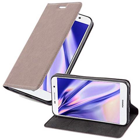 Custodia Compatibile Con Huawei Y6 2017 In Bruno Caffè - Coperchio Protettiva Con Chiusura Magnetica, Funzione Stand E Tasca Per Le Carte - Foto 1