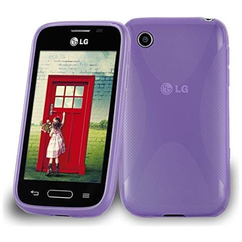 Lg L40 / L40 Dual Custodia Silicone Tpu Disegno X In Lila Orchidea Morbida Cover Protettiva Super Sottile Con Bordo Protezione Back Case Ultra Slim Gel Bumper Fina Antiurto Guscio - Foto 1