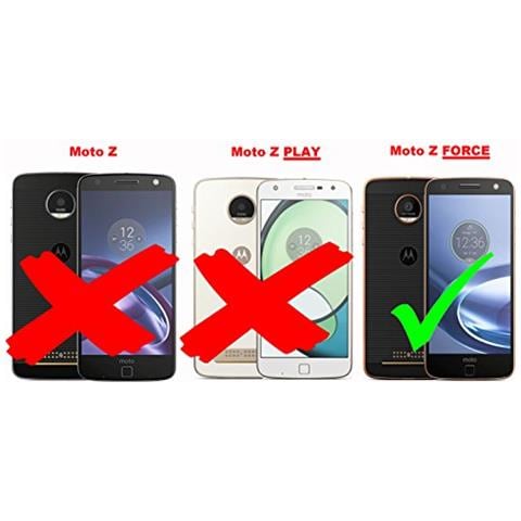 Cadorabo Custodia Compatibile Con Motorola Moto Z Force In Blu Scuro Nero - Coperchio Protettiva Con Chiusura Magnetica, Funzione Stand E Tasca Per Le Carte - Foto 2