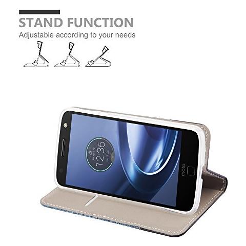 Cadorabo Custodia Compatibile Con Motorola Moto Z Force In Blu Scuro Nero - Coperchio Protettiva Con Chiusura Magnetica, Funzione Stand E Tasca Per Le Carte - Foto 7