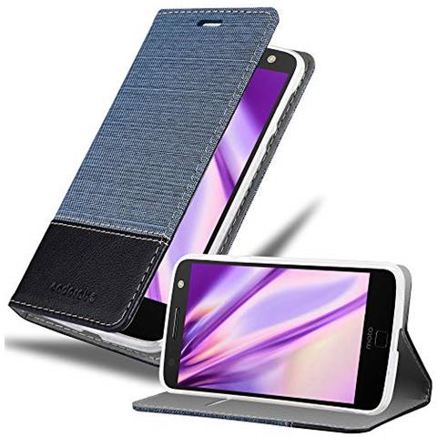 Cadorabo Custodia Compatibile Con Motorola Moto Z Force In Blu Scuro Nero - Coperchio Protettiva Con Chiusura Magnetica, Funzione Stand E Tasca Per Le Carte - Foto 1
