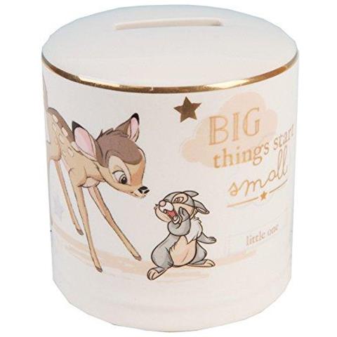 Disney Magical Beginnings Ceramica Money Bank Box Con Oro Dettaglio - Bambi Di407 - Foto 1