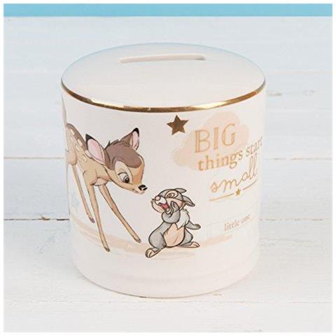 Disney Magical Beginnings Ceramica Money Bank Box Con Oro Dettaglio - Bambi Di407 - Foto 2