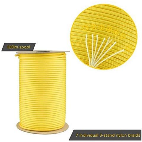 Paracord 550 Del Cavo Dei Paracadute Tipo Iii Mil-spec 7 Fili Survival (giallo 15 M)  - Foto 4
