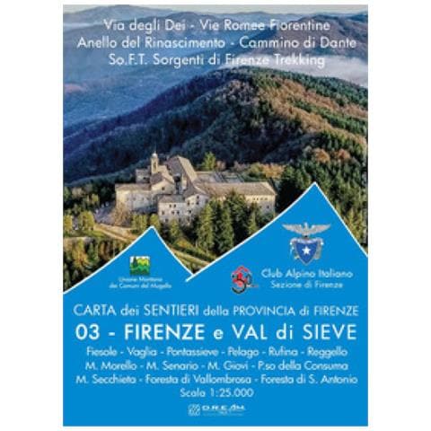 Stefano Lo Faro - Carta dei sentieri della provincia di Firenze. Firenze e Val di Sieve. Fiesole-Vaglia-Pontassieve-Pelago-Rufina-Reggello M. Morello-M. Senario-M. Giovi-P.so della Consuma M. Secchieta-Foresta di Vallombrosa-Foresta di S. Antonio 1:25.000 - Foto 1