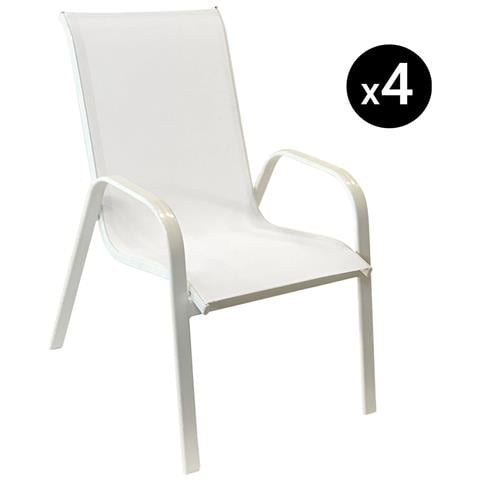 Set Di 4 Sedie Marbella In Textilene Bianco - Alluminio Bianco - Foto 9