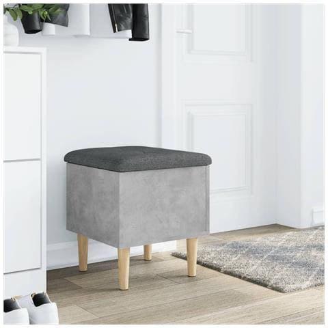 Panca Portaoggetti Grigio Cemento 42x42x46 Cm Legno Multistrato - Foto 3