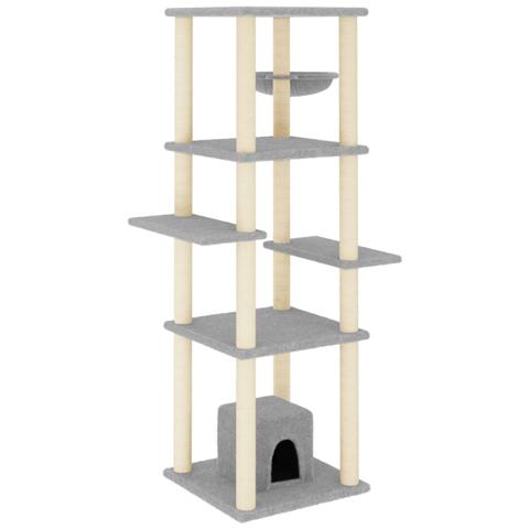 Albero Per Gatti Con Tiragraffi In Sisal Grigio Chiaro 154 Cm - Foto 1