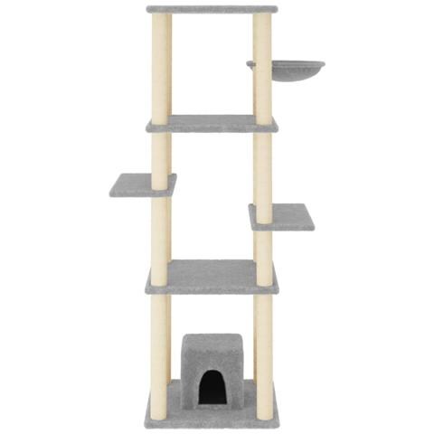 Albero Per Gatti Con Tiragraffi In Sisal Grigio Chiaro 154 Cm - Foto 2