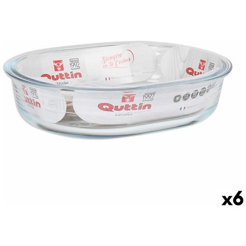 Pirofila Da Forno Quttin Vetro Ovale 1,5 L 23,7 X 18,8 Cm (6 Unità) - Foto 1