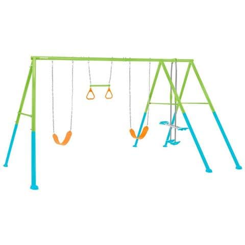 44130 - Altalena Swing Set Colorata, Due Seggiolini, Dondolo e Trapezi, 465x249x203 cm - Foto 1