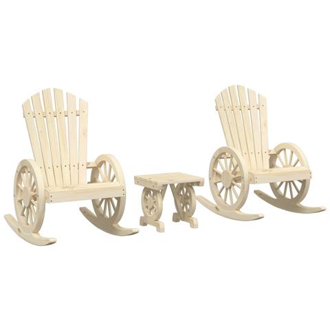 Set Salotto Da Giardino 3 Pz In Legno Massello Di Abete - Foto 2