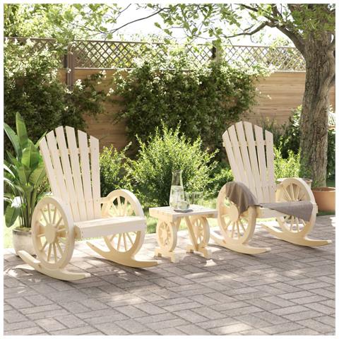 Set Salotto Da Giardino 3 Pz In Legno Massello Di Abete - Foto 3