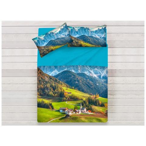Lenzuola Copriletto Letto Sogni D''oro 100% Cotone Disegno Mountain D71 Singolo Mountain D71 - Foto 1