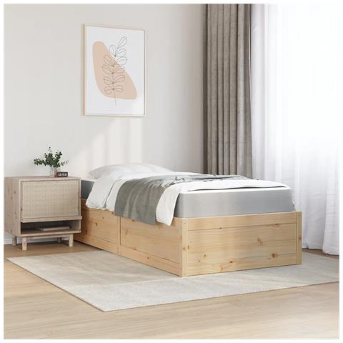 Letto Con Materasso 100x200 Cm In Legno Massello Di Pino - Foto 3
