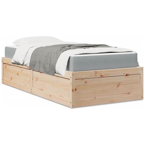 Letto Con Materasso 100x200 Cm In Legno Massello Di Pino - Foto 1