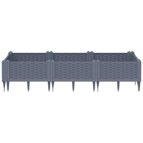 Fioriera Giardino Con Picchetti Grigio Blu 125x40x28,5 Cm Pp - Foto 3