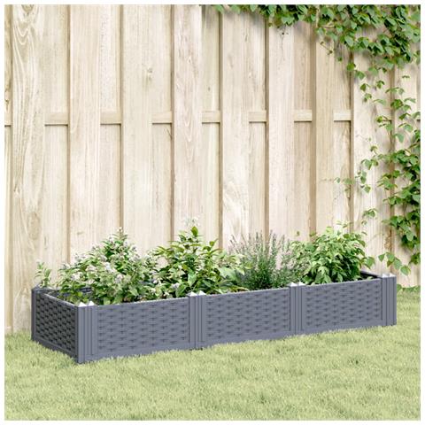 Fioriera Giardino Con Picchetti Grigio Blu 125x40x28,5 Cm Pp - Foto 1